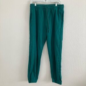 Artizia TNA Sweatfleece Cozy Fleece Sweatpants Green Drawstring Lounge Pull On M